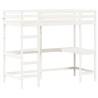 Cama alta com secretária 90x200 cm pinho maciço branco 2