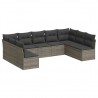 Set de muebles de jardín 9 pzas y cojines ratán sintético gris 2