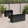 6 pcs conjunto sofás de jardim c/ almofadões vime PE preto 1