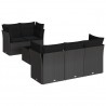 6 pcs conjunto sofás de jardim c/ almofadões vime PE preto 2