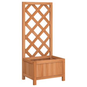 Jardinera con enrejado de madera maciza de abeto marrón H