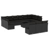 14 pcs conjunto de sofás p/ jardim c/ almofadões vime PE preto 2