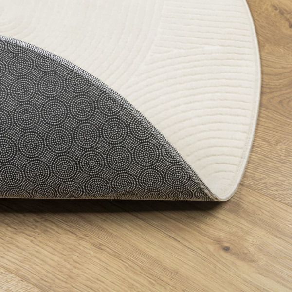 Tapete de pelo curto IZA visual escandinavo Ø 100 cm cor creme M 5