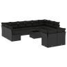 13 pcs conjunto de sofás de jardim com almofadões vime PE preto 2