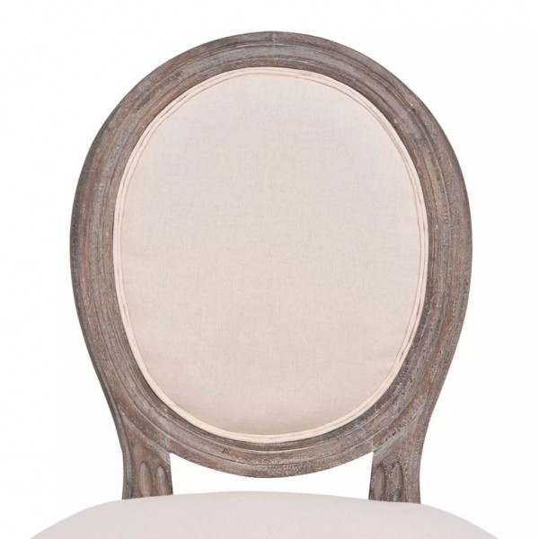Sillas de comedor 6 unidades tela color crema M 5
