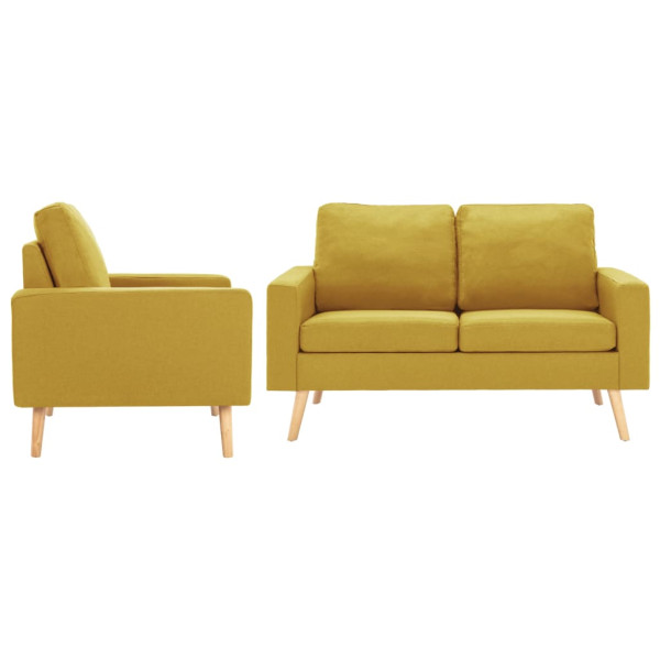 2 pcs conjunto de sofás tecido amarelo D