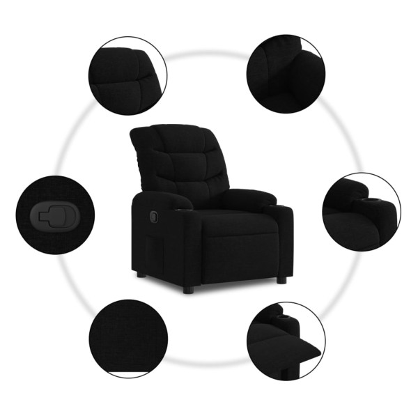 Sillón reclinable de tela negro M 5