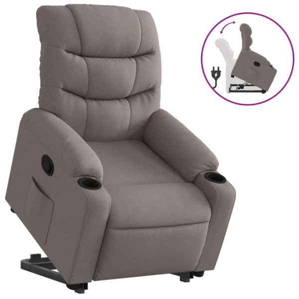 Sillón reclinable elevable tela gris taupe M 2