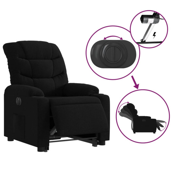 Sillón eléctrico reclinable elevable de tela negro M 5