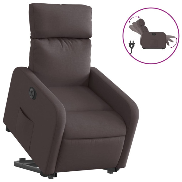 Sillón eléctrico reclinable elevable de tela marrón oscuro M 2