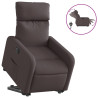 Sillón eléctrico reclinable elevable de tela marrón oscuro 2