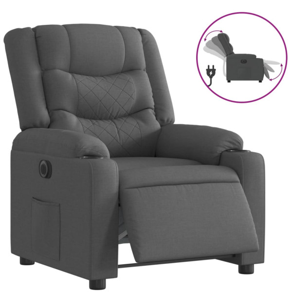 Sillón reclinable eléctrico de tela gris oscuro M 2