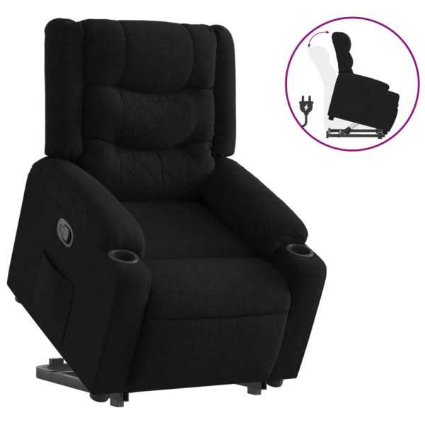 Sillón reclinable elevable tela negro M 2