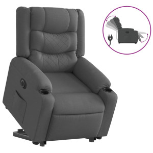 Sillón eléctrico reclinable elevable de tela gris oscuro H