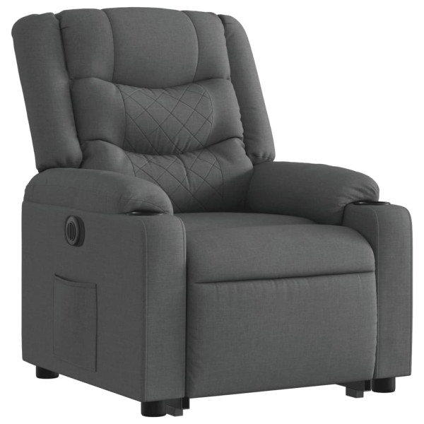 Sillón eléctrico reclinable elevable de tela gris oscuro M 3