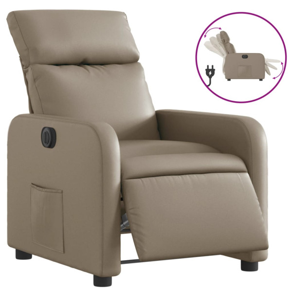 Sillón reclinable eléctrico de cuero sintético color capuchino M 2