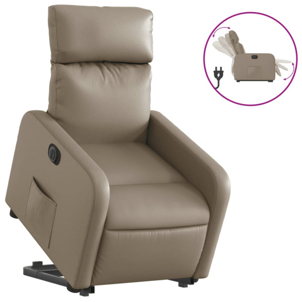 Sillón elevable eléctrico cuero artificial capuchino M 2