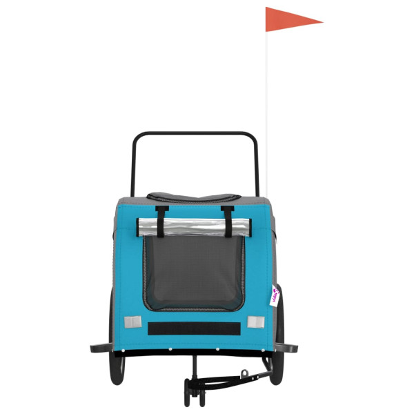 Remolque de bicicleta mascotas hierro tela Oxford azul gris M 4