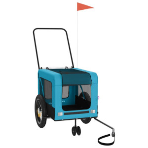 Remolque de bicicleta mascotas hierro tela Oxford azul negro H