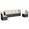 6 pcs conjunto sofás de jardim c/ almofadões vime PE preto 2