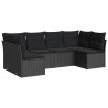6 pcs conjunto sofás de jardim c/ almofadões vime PE preto 2