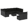 12 pcs conjunto de sofás de jardim c/ almofadões vime PE preto 2