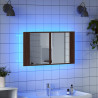 Armario espejo de baño LED acrílico marrón roble 80x12x45 cm 4