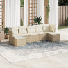 Set sofás de jardín 7 piezas y cojines ratán sintético beige 1