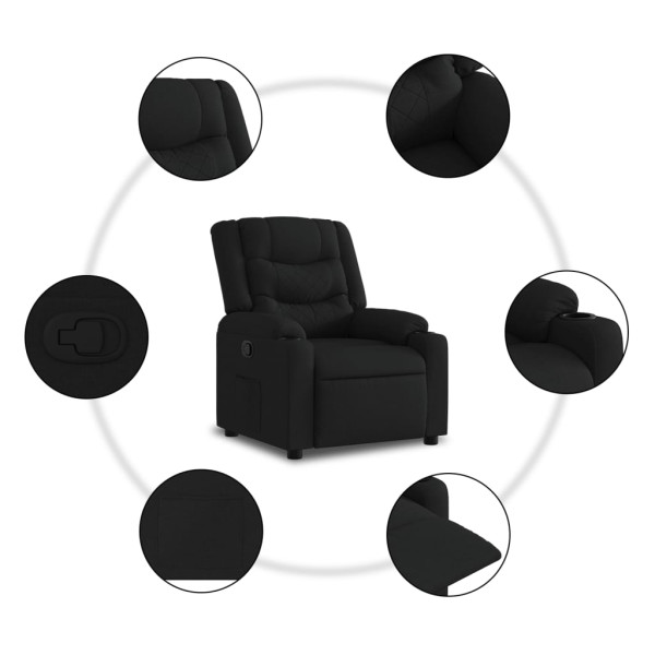 Sillón reclinable de tela negro M 5