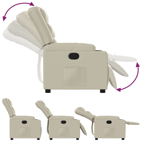 Poltrona reclinável couro artificial cor creme M 4