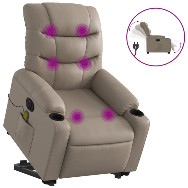Sillón reclinable de masaje eléctrico cuero sintético capuchino M 2