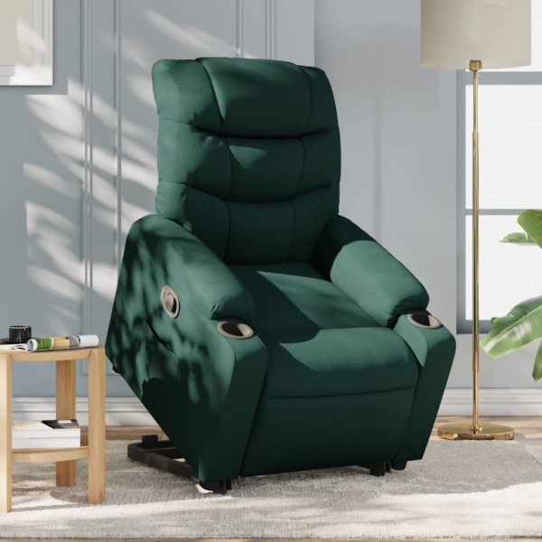 Sillón reclinable elevable tela verde oscuro D
