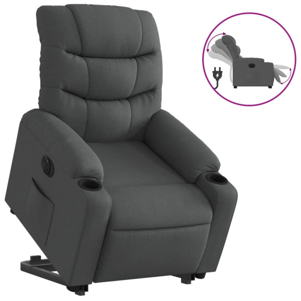 Sillón eléctrico reclinable elevable de tela gris oscuro M 2