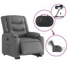 Sillón reclinable elevable eléctrico de cuero sintético gris 5