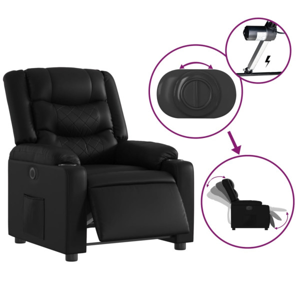 Sillón reclinable eléctrico de cuero sintético negro M 5