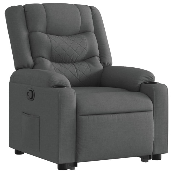 Sillón reclinable elevable de tela gris oscuro M 3