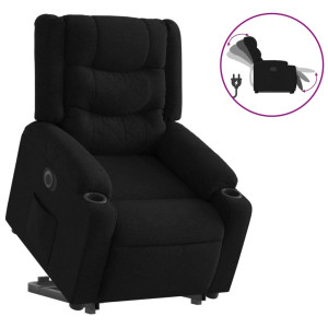 Sillón eléctrico reclinable elevable de tela negro H
