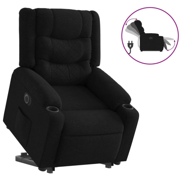 Sillón eléctrico reclinable elevable de tela negro M 2