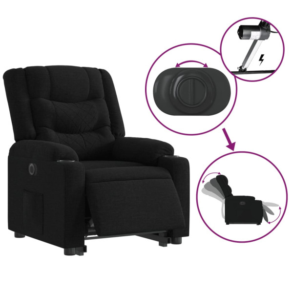 Sillón eléctrico reclinable elevable de tela negro M 5