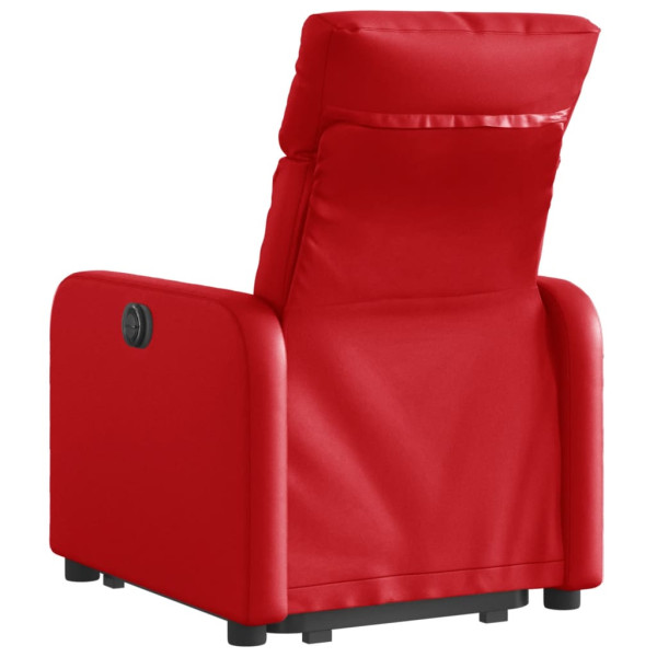 Sillón reclinable elevable cuero artificial rojo M 4