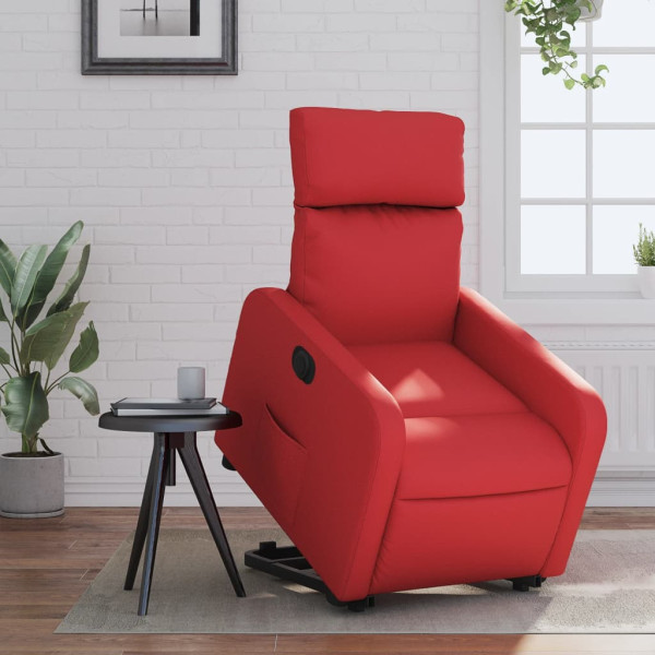 Sillón elevable eléctrico cuero artificial rojo D