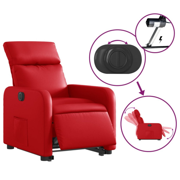 Sillón elevable eléctrico cuero artificial rojo M 5