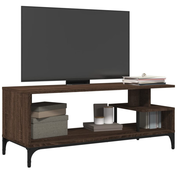 Mueble de TV madera de ingeniería y acero marrón 102x40x41 cm M 4