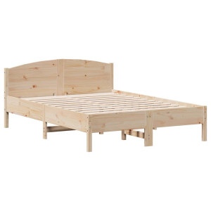 Estructura de cama con cabecero madera maciza pino 140x190 cm H