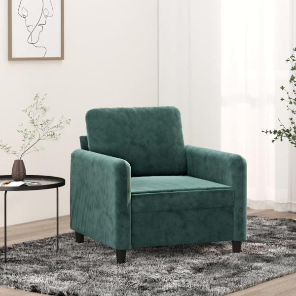 Sillón de terciopelo verde oscuro 60 cm D
