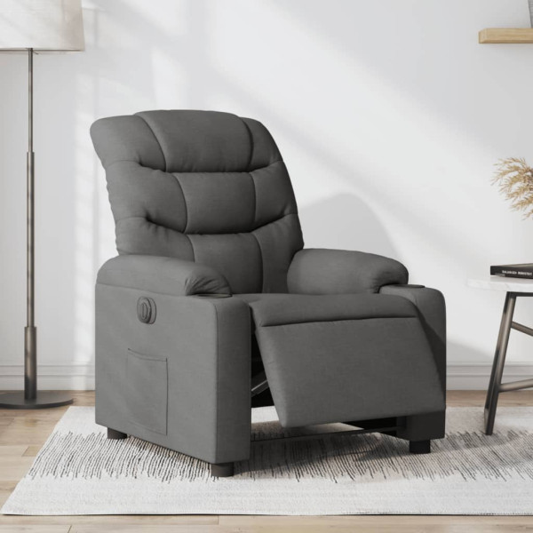 Sillón reclinable eléctrico de tela gris oscuro D