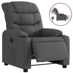 Sillón reclinable eléctrico de tela gris oscuro H