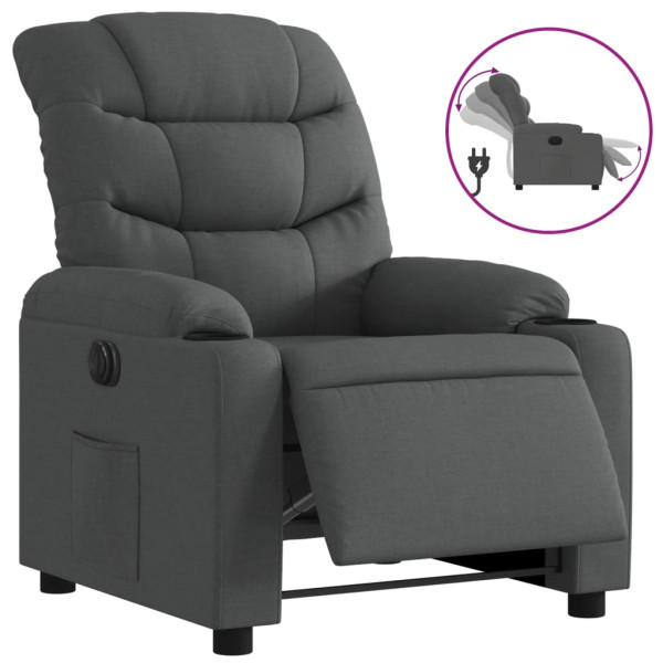 Sillón reclinable eléctrico de tela gris oscuro M 2