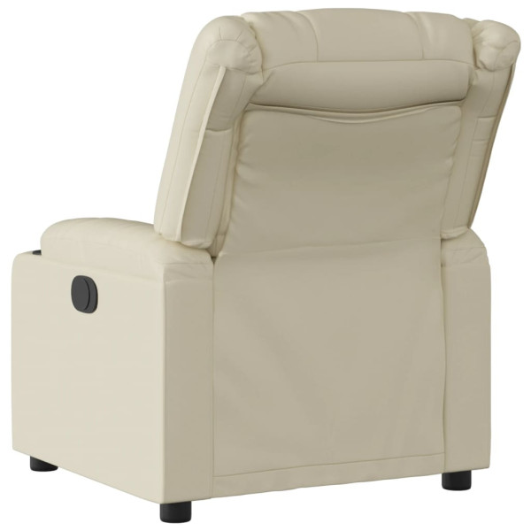 Sillón reclinable eléctrico de cuero sintético crema M 4
