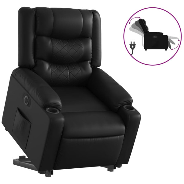 Sillón reclinable y elevable eléctrico cuero sintético negro M 2